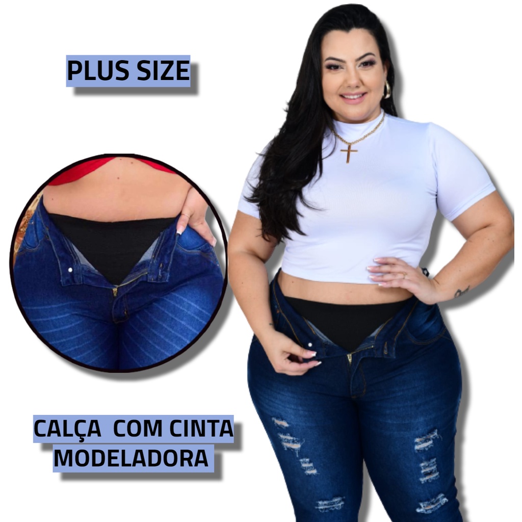 Calça Jeans Skinny Levanta Bumbum Com Cinta Modeladora - Max Premium -  Calça Plus Size Feminina - Magazine Luiza