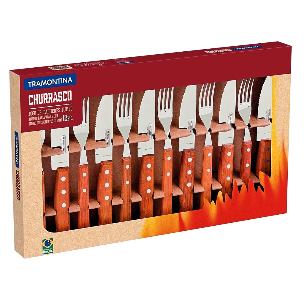 Kit para Churrasco Jogo de Talheres 12 Peças Dynamic Inox Durabilidade ...