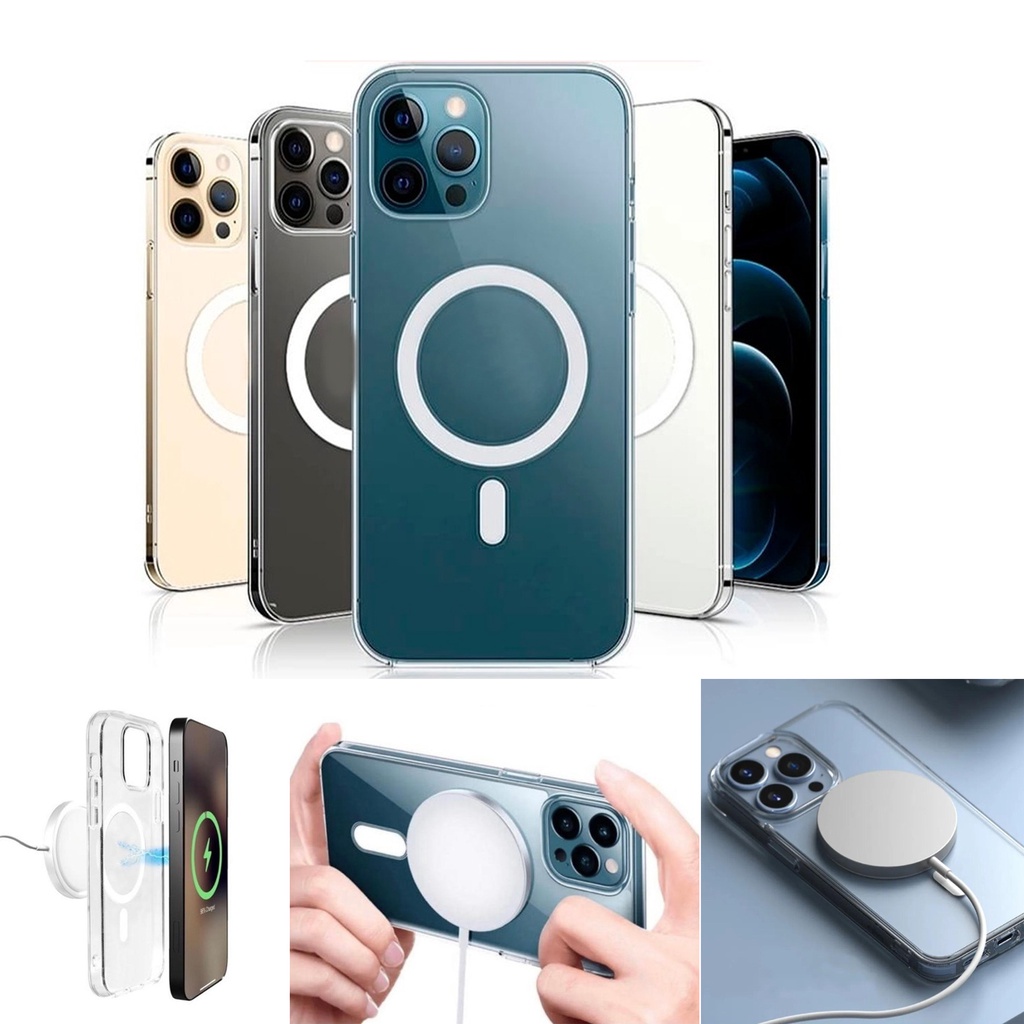 Capa Magsafe Compatível com iPhone Case Magnética para Carregador Indução Portátil