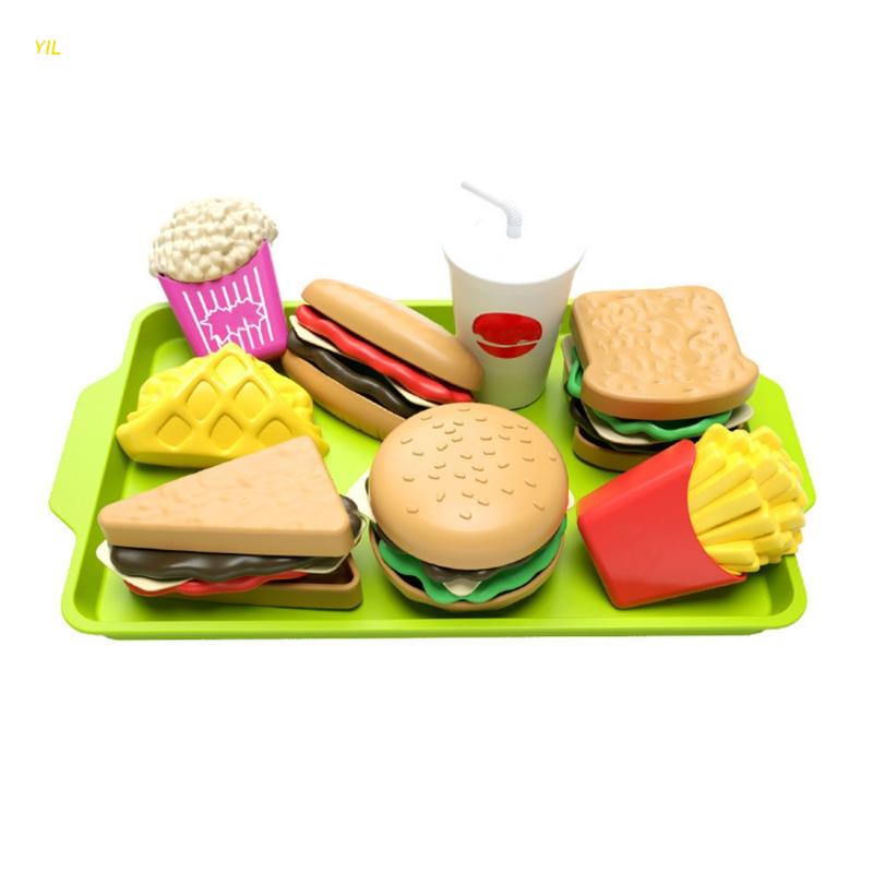 comida brinquedo - Playset hambúrguer infantil realista com