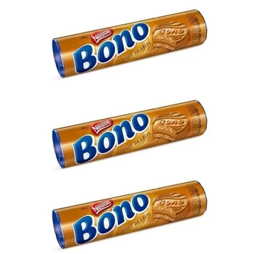 Kit Com 03 Biscoito Bolacha Bono Recheado Doce De Leite 140g | Shopee ...