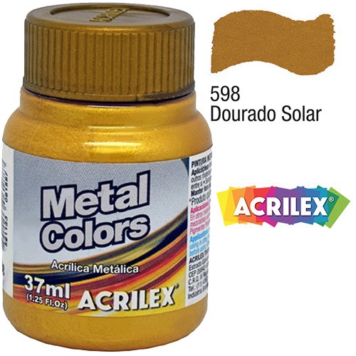 Tinta Artes e Pintura Acrilica Metalica Dourado Solar 37ml Acrilex ...