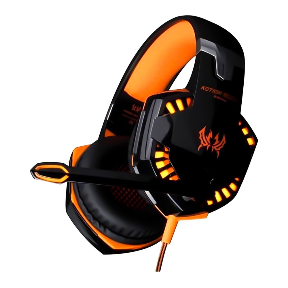 Fone De Ouvido Gamer Over Ear Kotion G2000 Preto E Azul Laranja