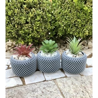 Vaso Cachepot (kit com 3) para mini suculentas/cactos e arranjos