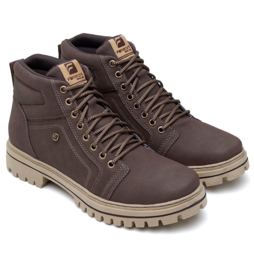 Bota Coturno Masculino Ferraroni Vegano Couro Eco Solado Tratorado Costurado