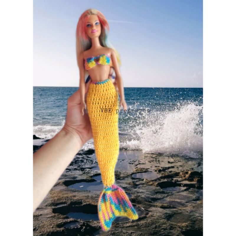 ROUPA DE BONECA Barbie Sereia em Crochê PARTE 1 