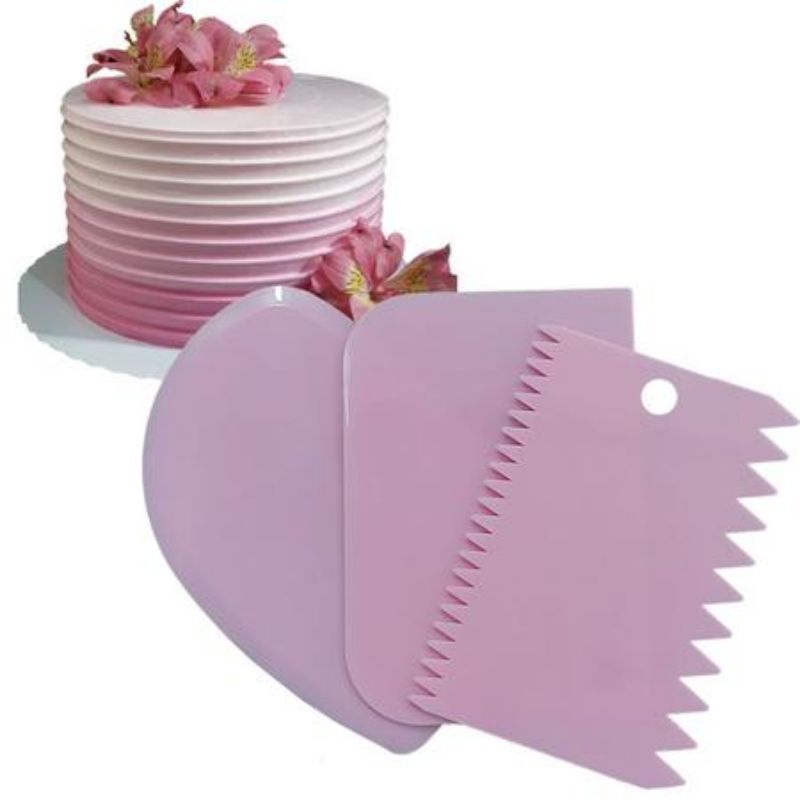 Kit 3 Espatula Decorativa Alisadora Confeiteiro Para Bolo Ch