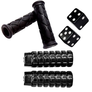 Kit Acessórios Bike Apoio Pezinho + Manopla Bicicleta Preta + Tampa Dadinho Preto Cores