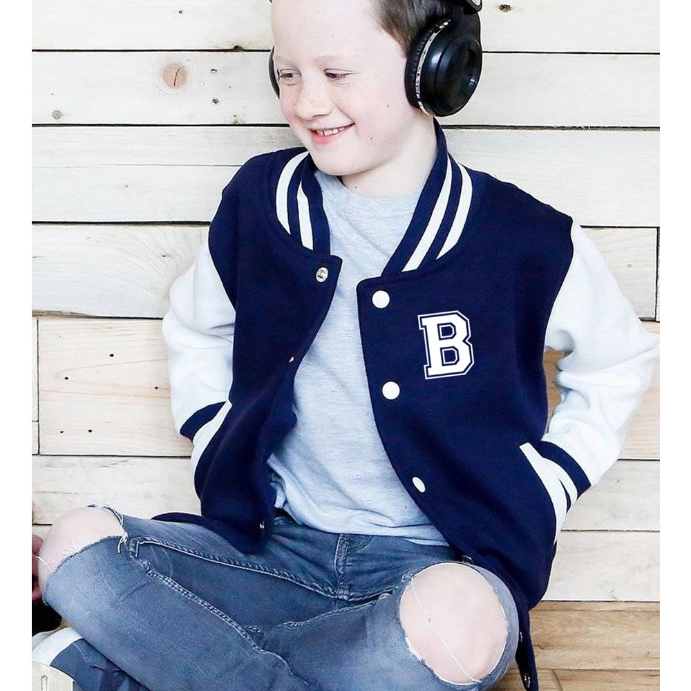 Jaqueta College Americana Infantil Letra B bordada Unissex