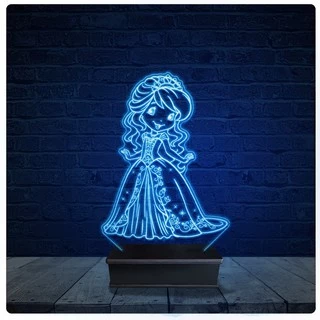 Luminária Led Acrilico Abajur - Princesa Infantil Decoração