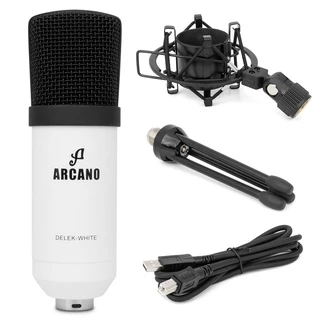 Microfone condensador USB Arcano DELEK-WHITE c/ tripé mesa