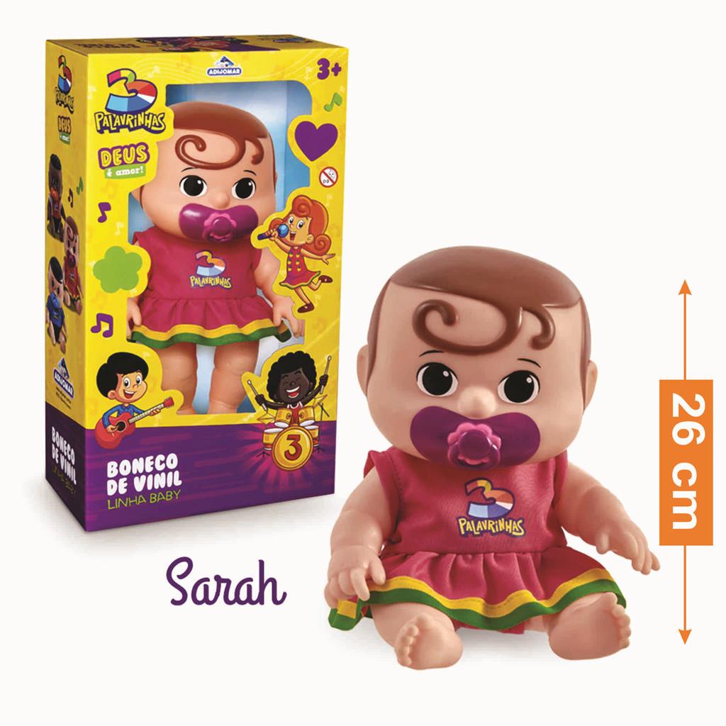 Boneca Bebê Sarah Três Palavrinhas Brinquedo Criança Colecionável Menina Menino Adijomar