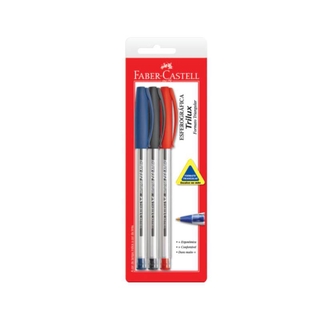 Caneta Esferográfica FABER-CASTELL Trilux c/ 3 Unds - 0.8mm
