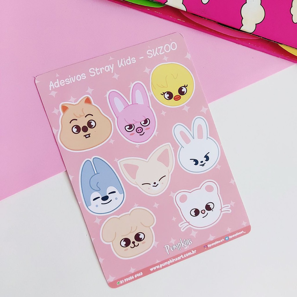 Cartela de Adesivos Stray Kids - SKZOO (Kpop)