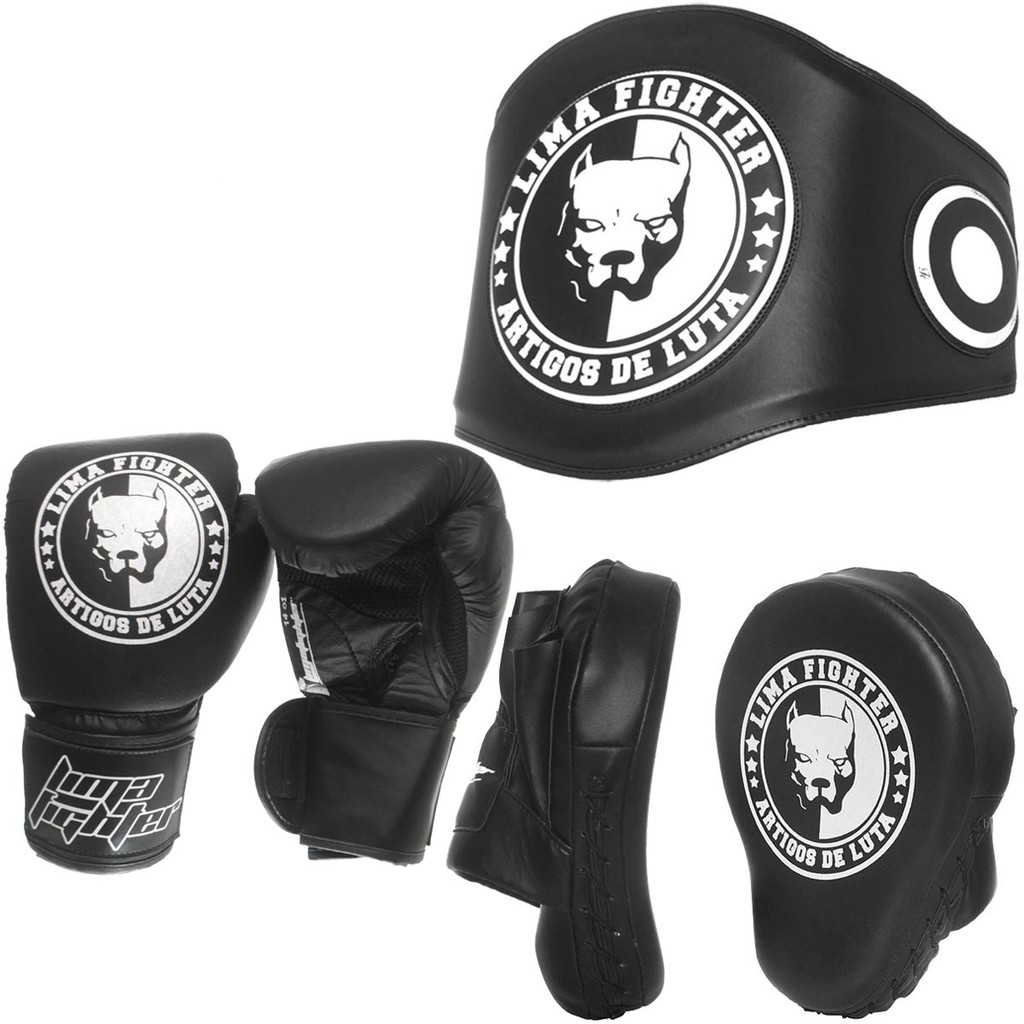 Manopla Foco + Luva De Boxe + Cinturão Abdominal Para Treinos