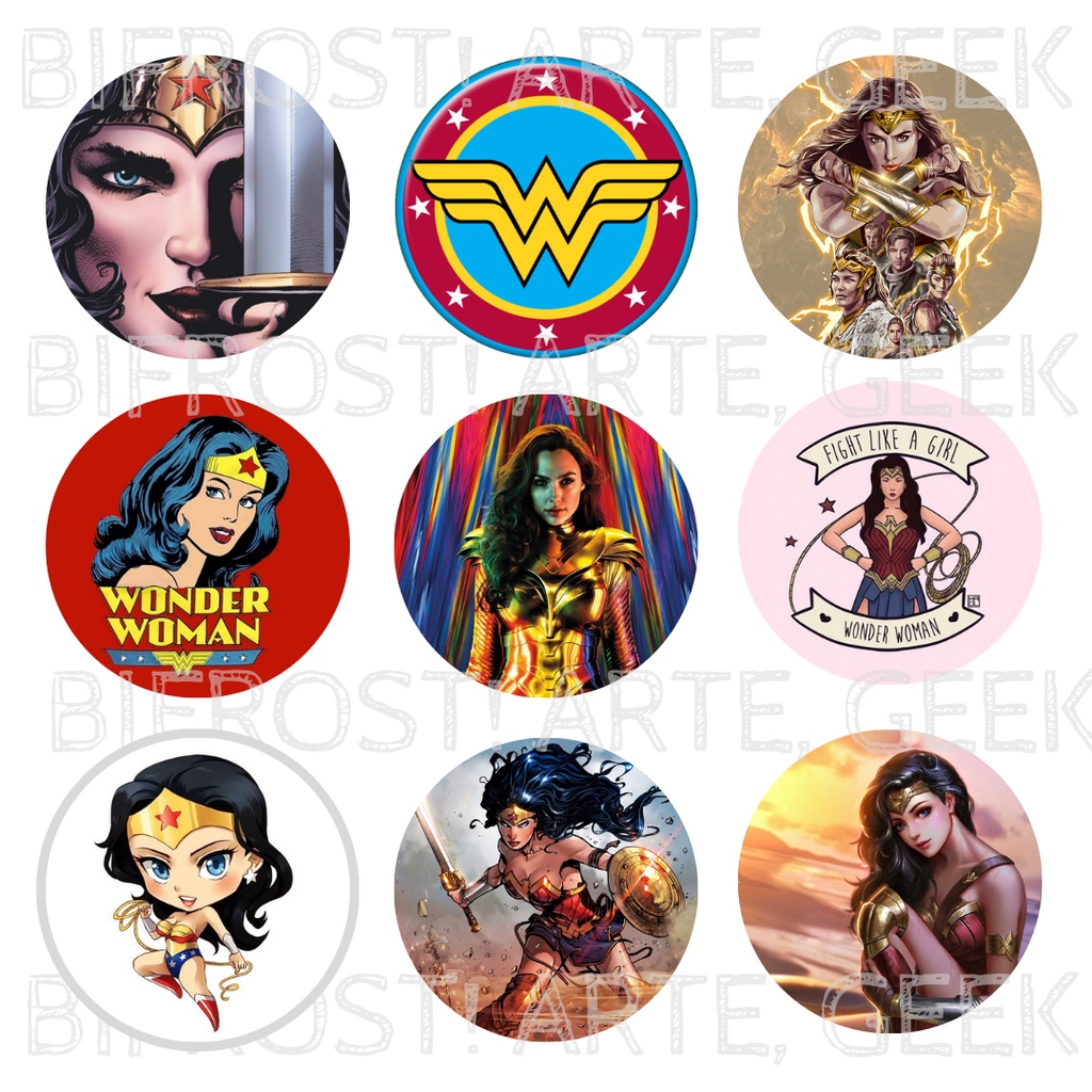 Kit 9 bottons Mulher Maravilha 2 Wonderfull Woman 4,5cm | Shopee Brasil