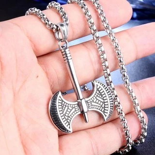 Pingente Aço Inox Machado Viking Nórdico Ragnar Moto Xangô
