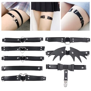 Mulheres Suspensórios De Couro Gótico Meias Cinto/Elástico Arco Nó Garter Belt Perna Anel/Suspender Cinta Cintos De Loop Acessórios