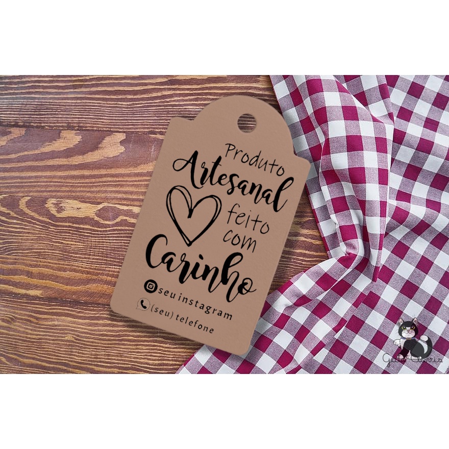 100 Tags Kraft Produto artesanal feito com amor m1
