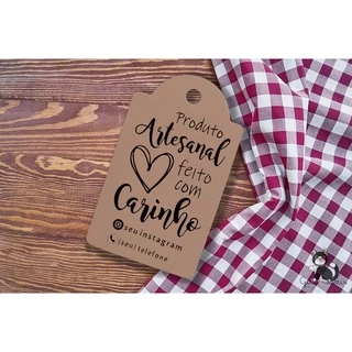 100 Tags Kraft Produto artesanal feito com amor m1