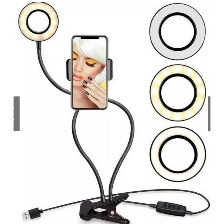 ring light de mesa 2 em 1 com suporte de celular para maquiagem selfie ...