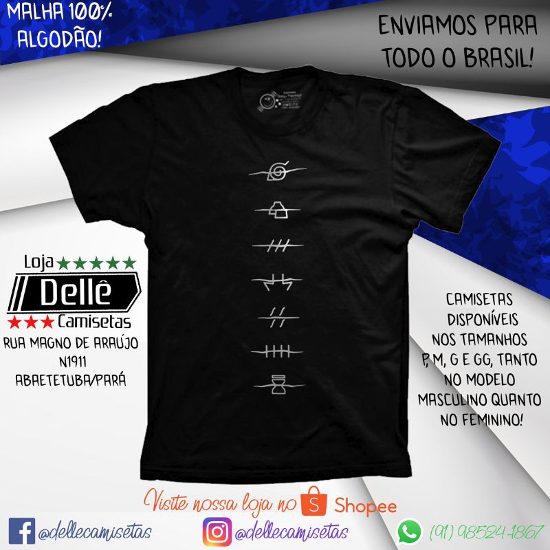 Camisetas Naruto - Símbolos Aldeias