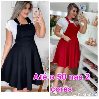 Vestidos Moda Evangélica Jardineira Salopete Rodada Godê Plus Size