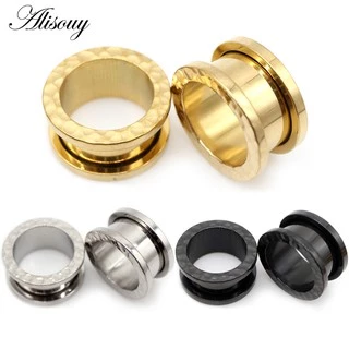Alisouy 2pcs Padrão De Batedeira Em Aço Inoxidável Tampões Expansores De Orelha Esticadores Túneis Brincos Jóias De Corpo Perfurado