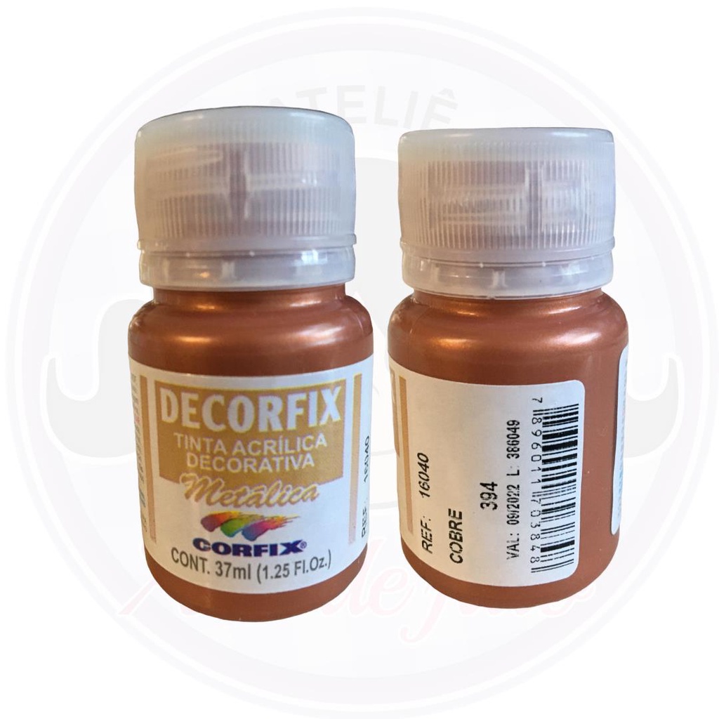 TINTA ACRILICA COBRE METALICA DECORFIX 37ML CORFIX REF394 - UNIDADE ...