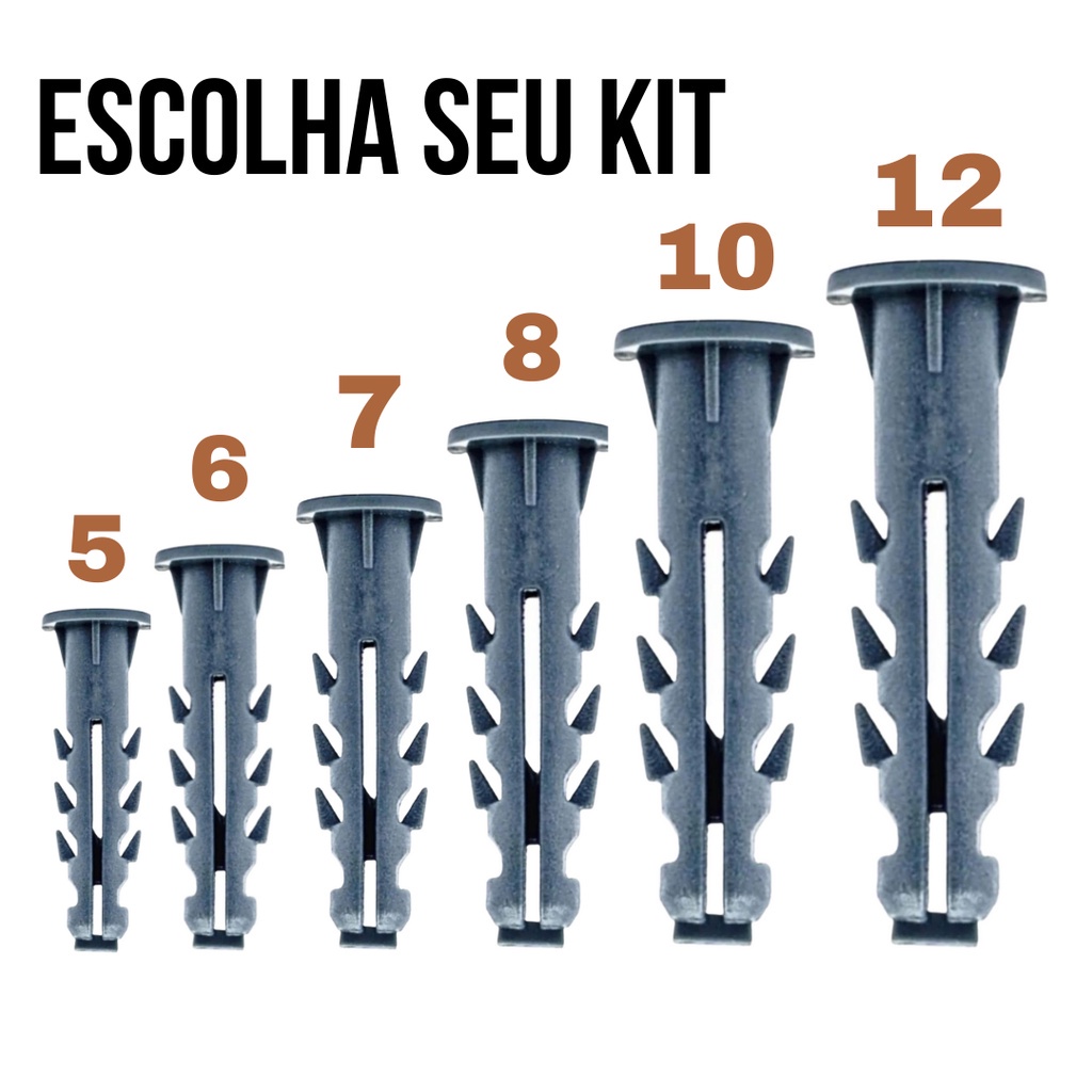 ESCOLHA Sua Bucha com Anel 5 - 6 - 7 - 8 - 10 - 12 Kit Buchas com Aba Fixação em Parede 5mm 6mm 7mm 8mm 10mm 12mm