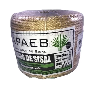 Corda Sisal 5mm 220mts 3 Pernas Torcido Arranhador de Gato Artesanato Puff Pneu