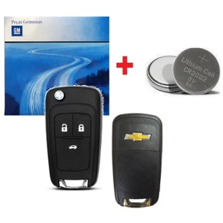 Chave Canivete Carcaça Onix Cobalt Prisma 3 Botões + Bateria