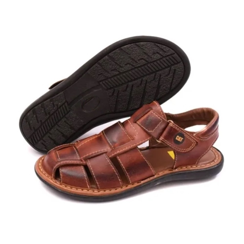 Sandalia Fechada Couro Legitimo Caterpillar Masculino Chinelo Sola