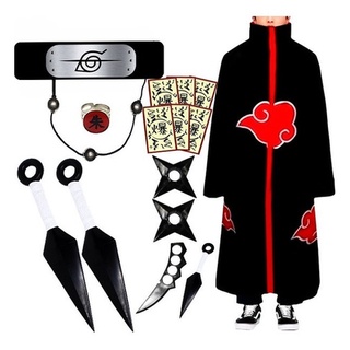 Kit Manto Akatsuki Bandana Colar Hokage Kunai Naruto Anel