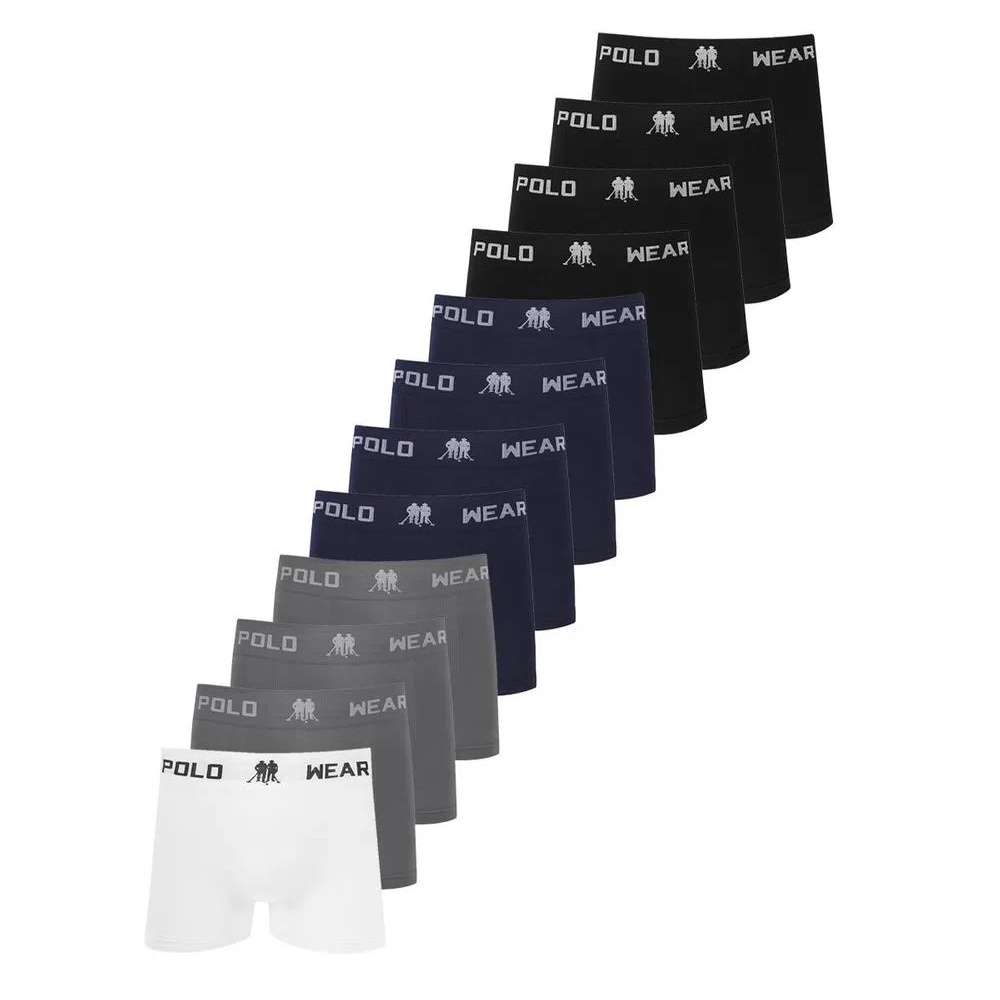 Kit 10 Cuecas Boxer Polo Wear Masculina Microfibra Sort