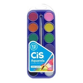 Aquarela 12 Cores Cis com Pincel !