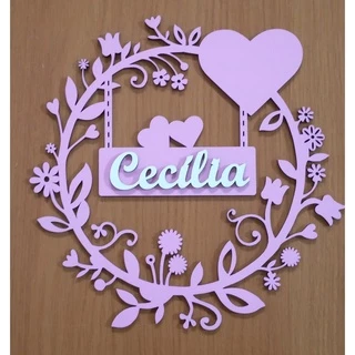 Guirlanda enfeite maternidade coração Rosa personalizado(brinde) 25cm em Oferta na Shopee