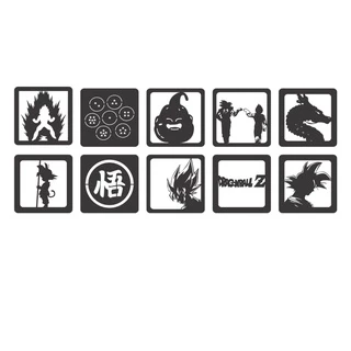 Quadro Decorativo Kit Dragonball MDF Vazado 3mm Preto Fosco