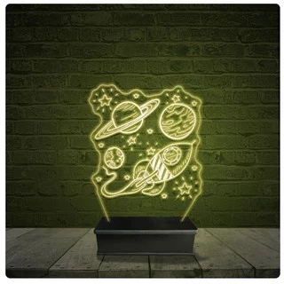 Led Luminária Acrílico Abajur - Astronauta Desenho 35