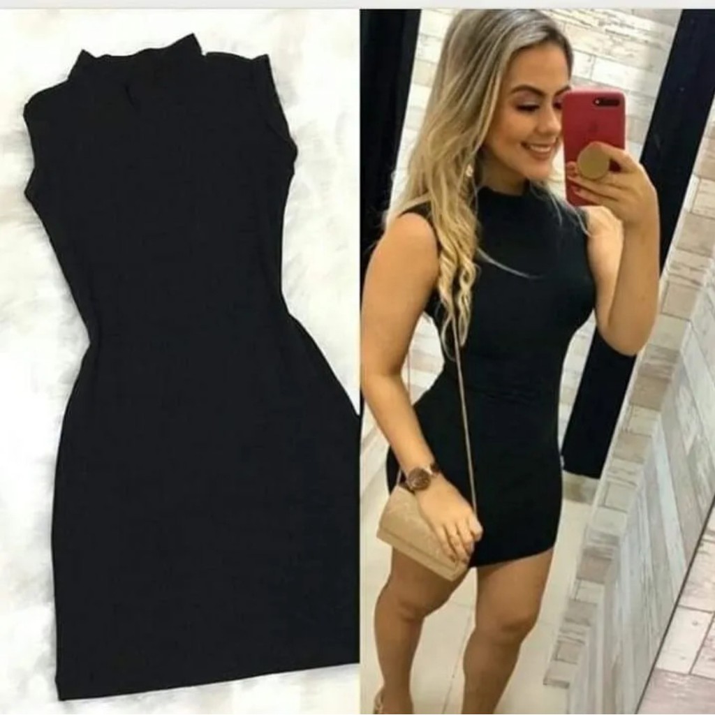 Vestido gola sales alta curto