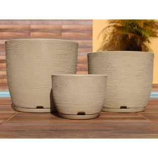 Vasos Decorativo para Plantas Kit com 3 N1 N2 N3 Redondo Escovado com Prato