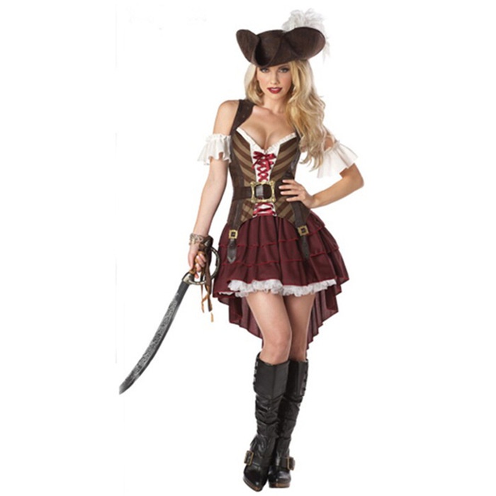 Fantasia Pirata Caribe Feminina Cavaleiro Adulto Jogo COS Azul Halloween