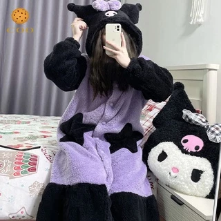 Kuromi Espessado Flanela Pijama Feminino Inverno Anime pijama americano feminino