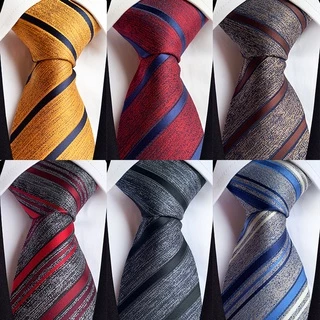 Nova Gravata Masculina 8CM Gravatas Jacquard Tecido Listras Listrado Pescoço Para Festa De Casamento Negócios