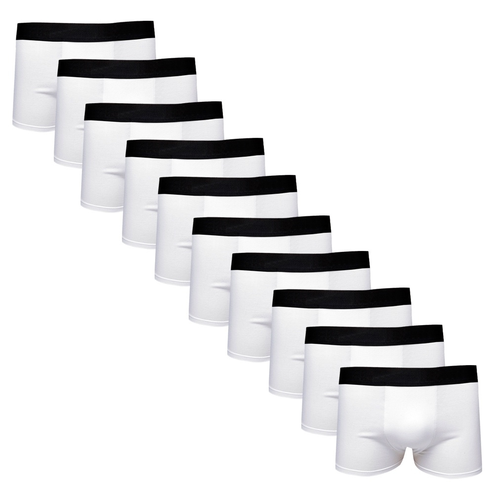 Kit com 10 Cueca Boxer Cotton Basic Casual Underwear