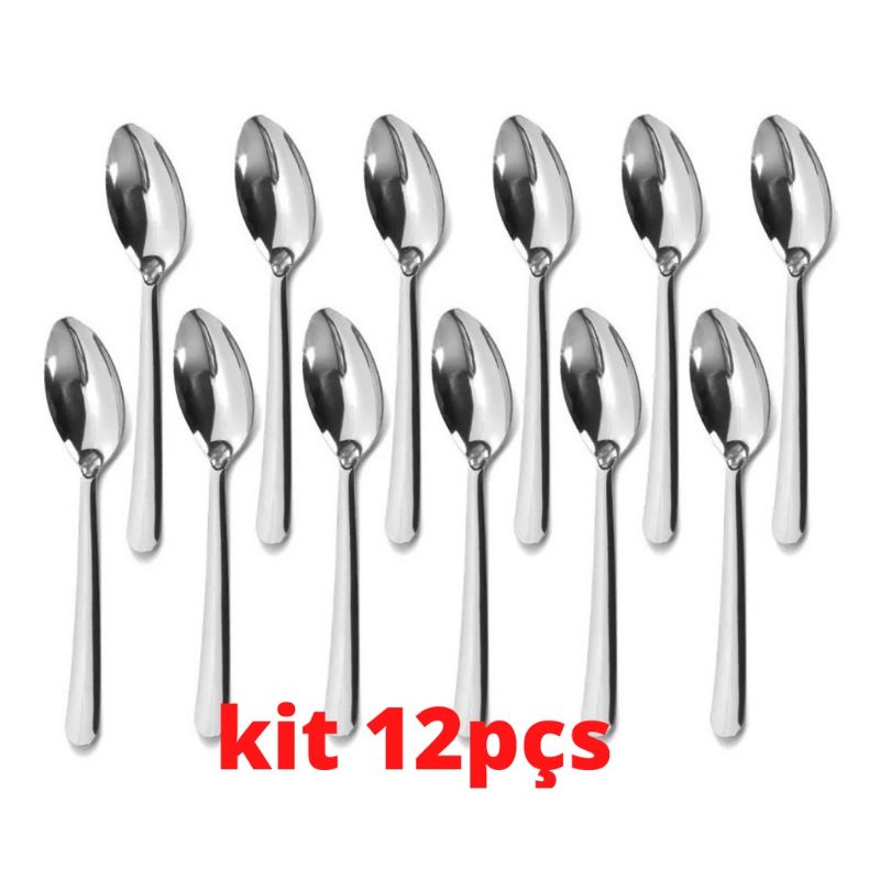 Kit Colher De Sopa Com 12 Peças Em Aço Tamanho Grande | Shopee Brasil