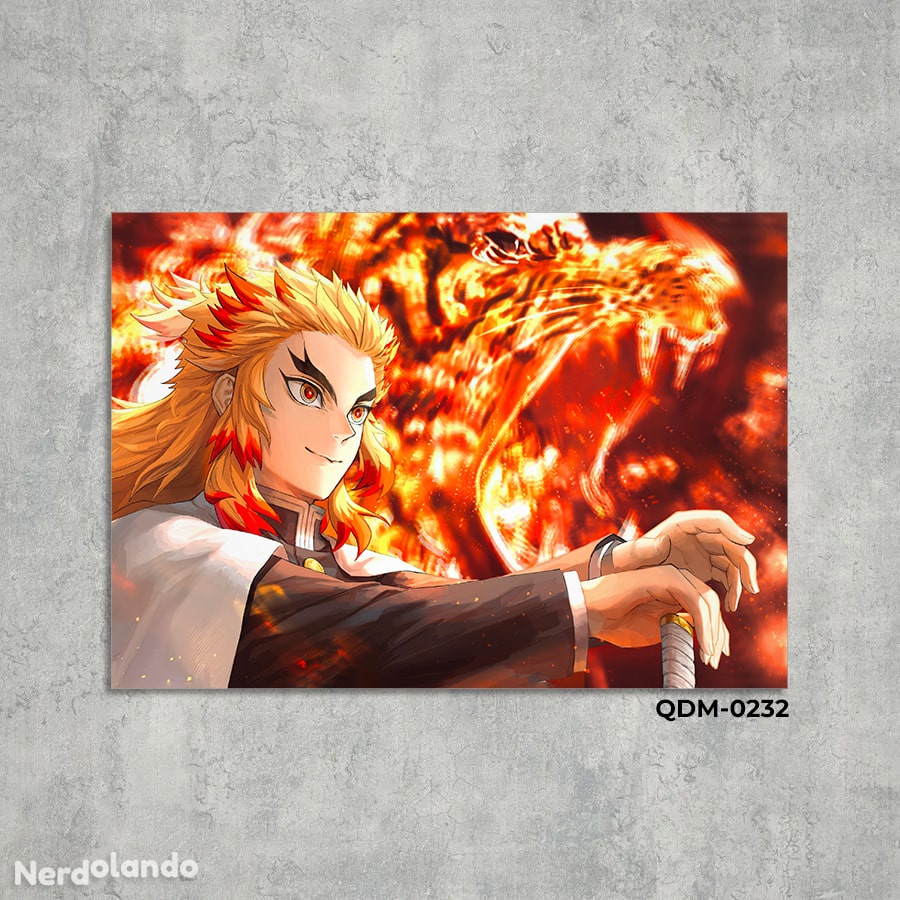 Quadro Decorativo Rengoku Anime Demon Slayer