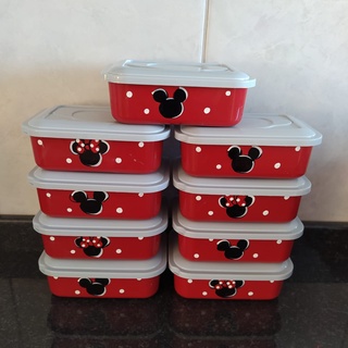 Kit 9 peças pequeno vermelho Mickey e Minnie