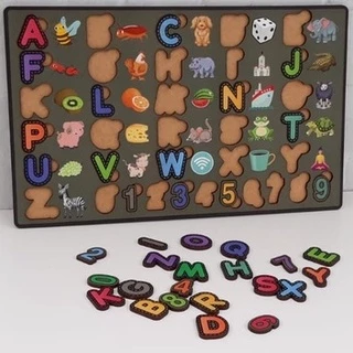 Alfabeto e Números em MDF Colorido - Brinquedo Pedagógico Infantil Aprenda Brincando