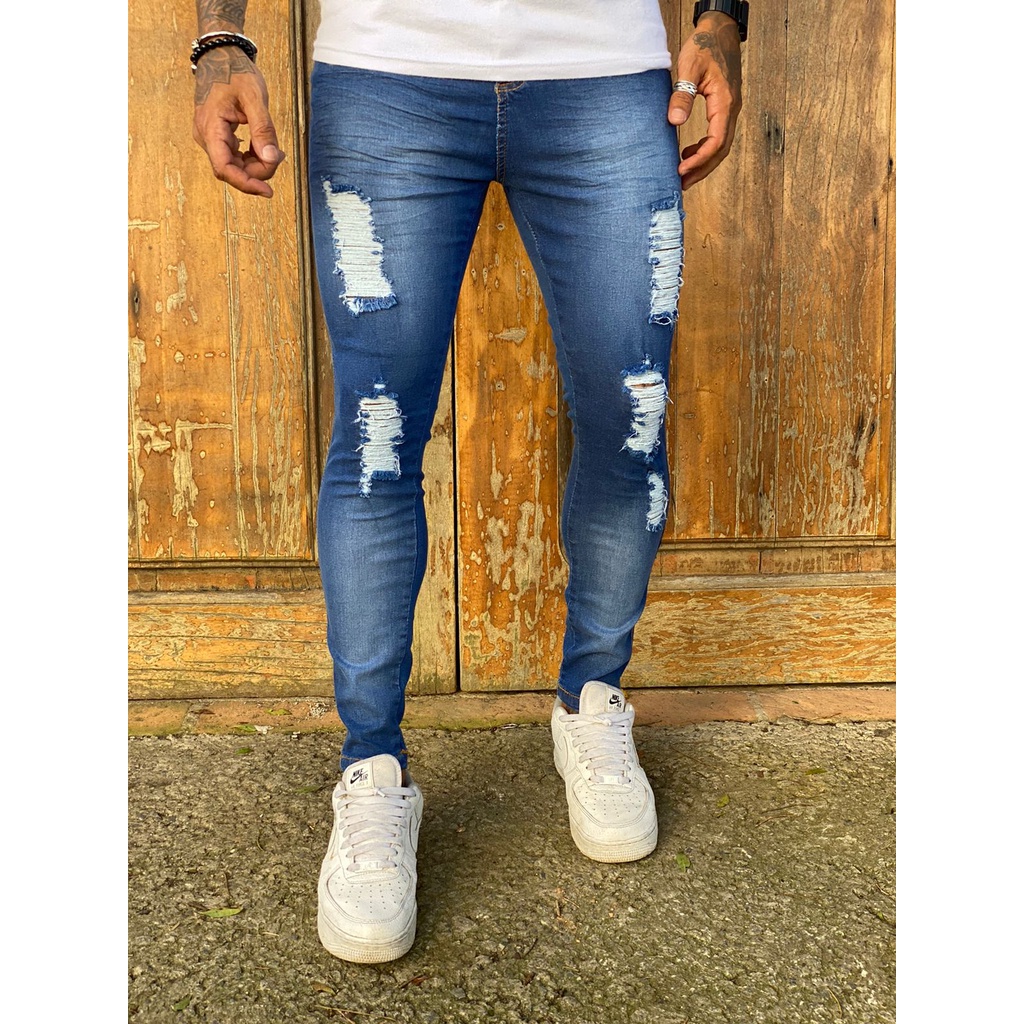 Calça jeans hot sale masculina detalhada